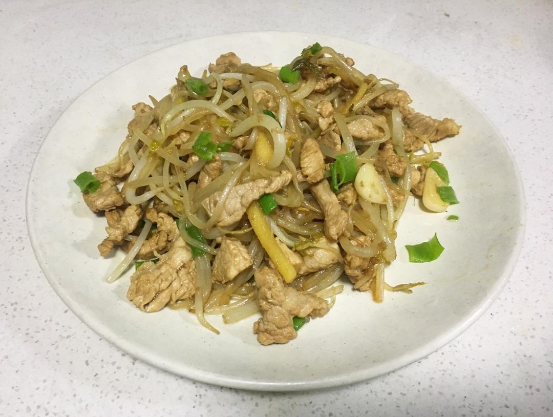 黄豆芽炒肉丝