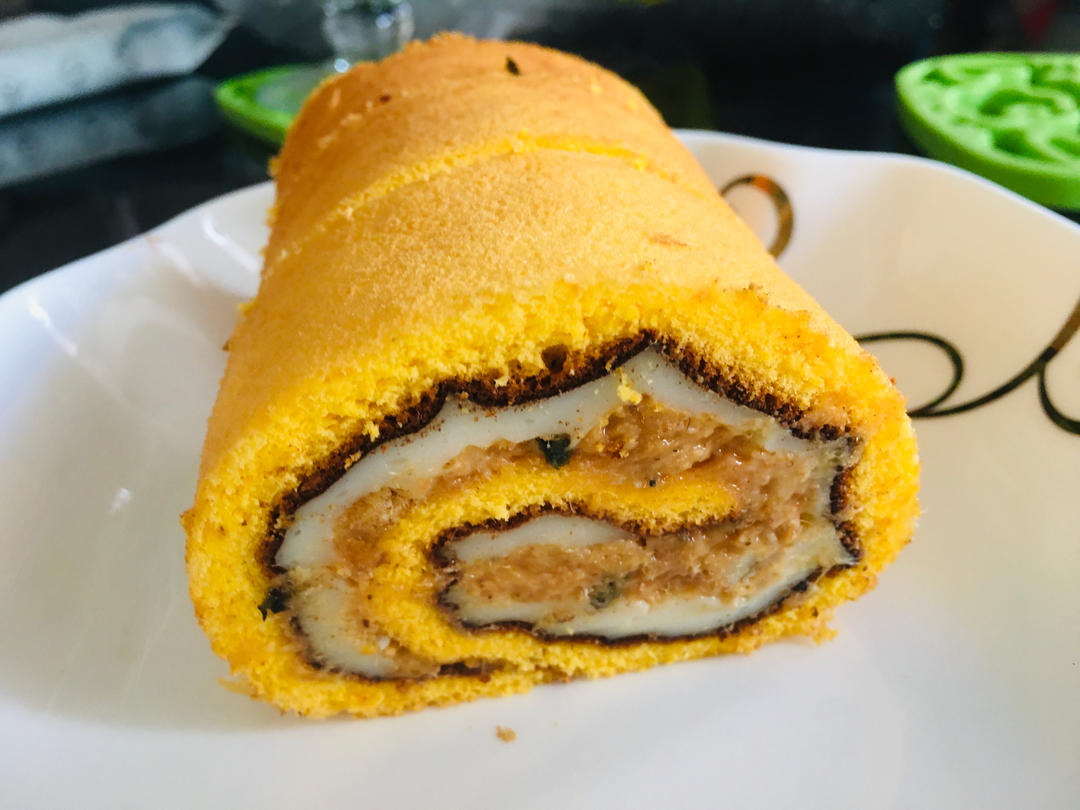 【肉松麻糬虎皮卷】小红书网红，软糯会拉丝