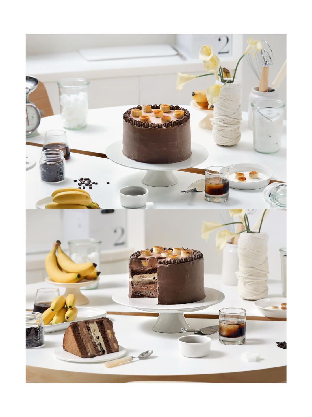 焦糖香蕉巧克力奶油蛋糕