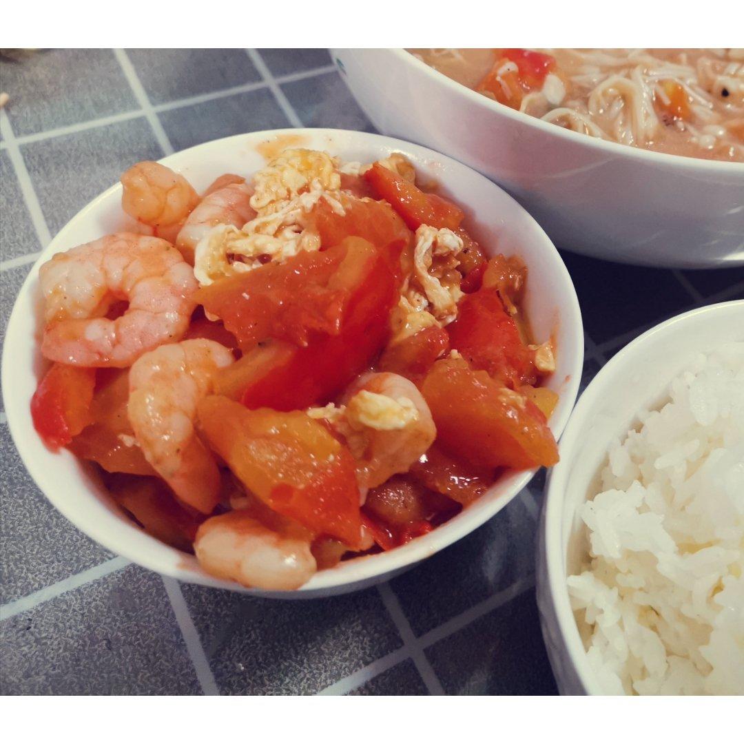 蕃茄鸡蛋炒虾仁