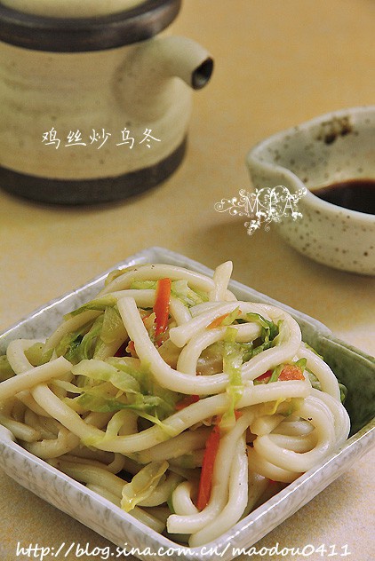 鸡丝炒乌冬的做法