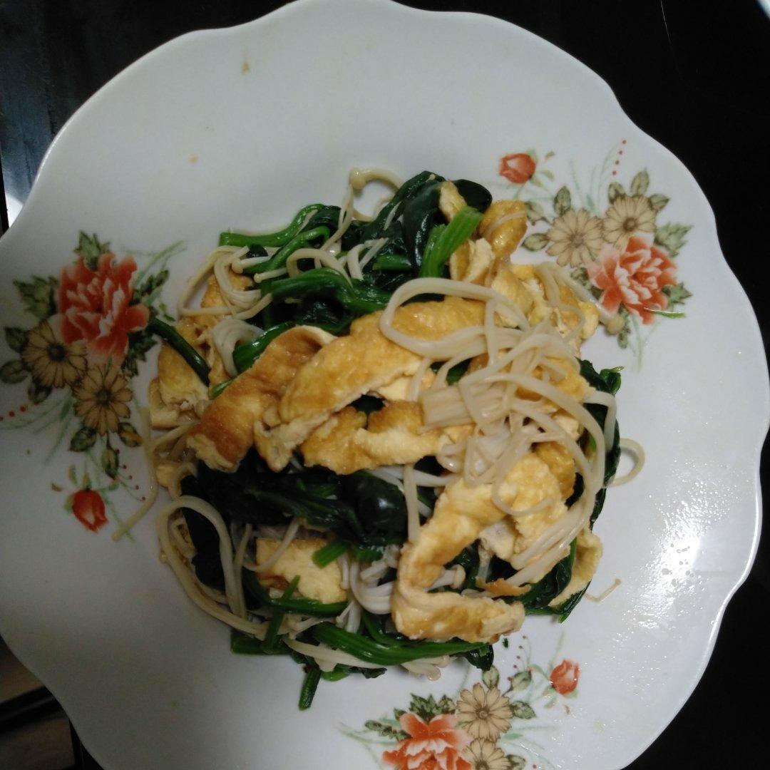 凉拌菠菜金针菇