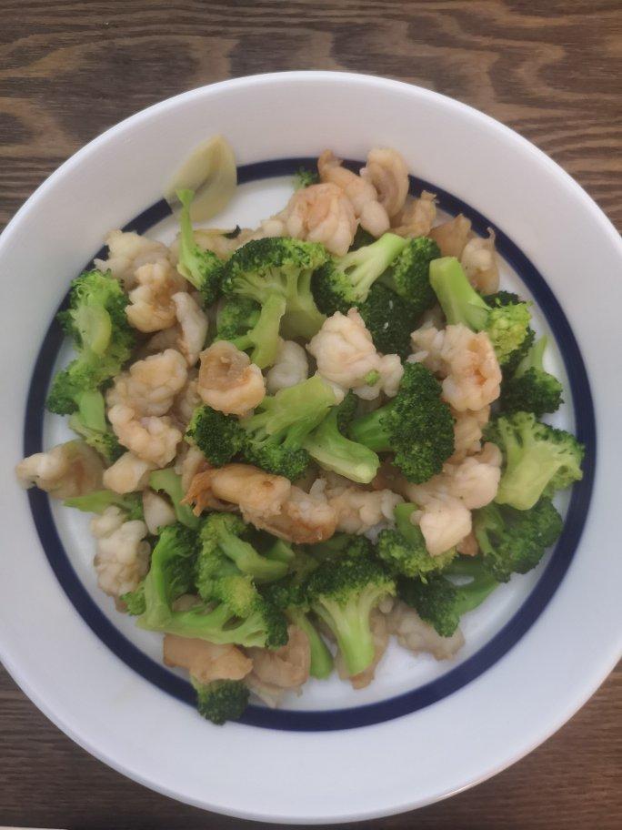 挑战100道家常菜｜半荤｜西兰花炒虾仁