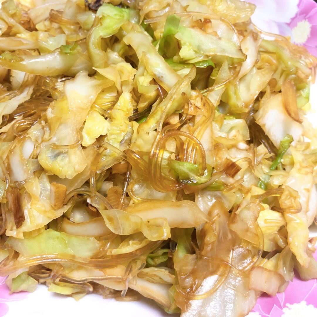 快手家常菜—粉丝炒包菜