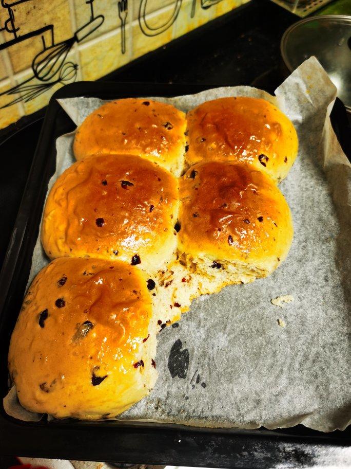 一次发酵，超软蔓越莓餐包😍 简直太美味