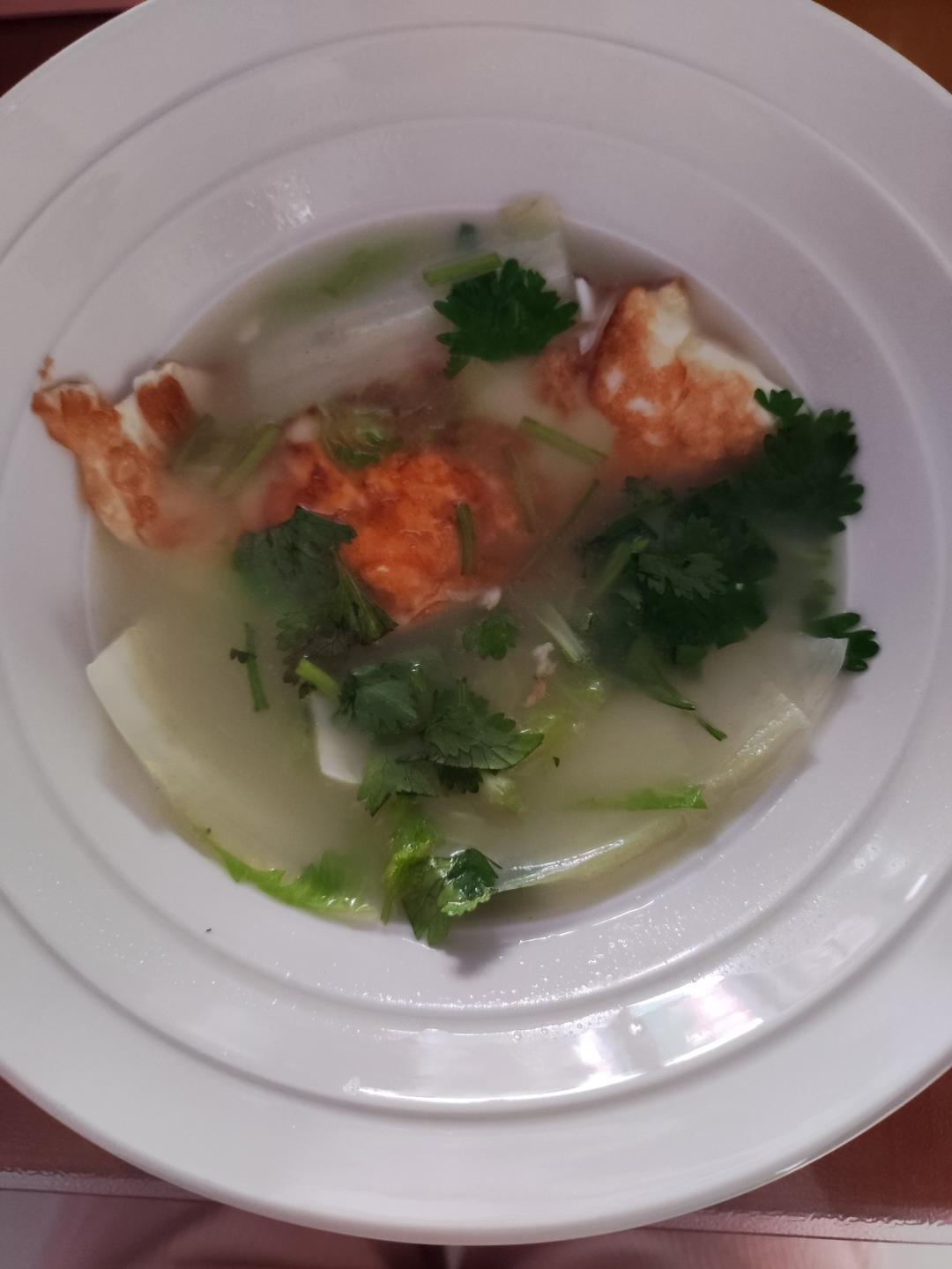 娃娃菜煎荷包蛋汤