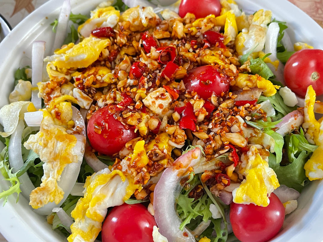 🔥一辈子吃不胖的减脂餐‼️鸡蛋拌生菜～～