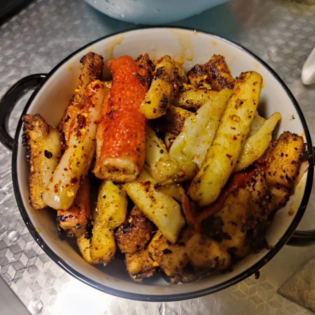 孜然蟹棒辣炒年糕‼️好吃到允手指