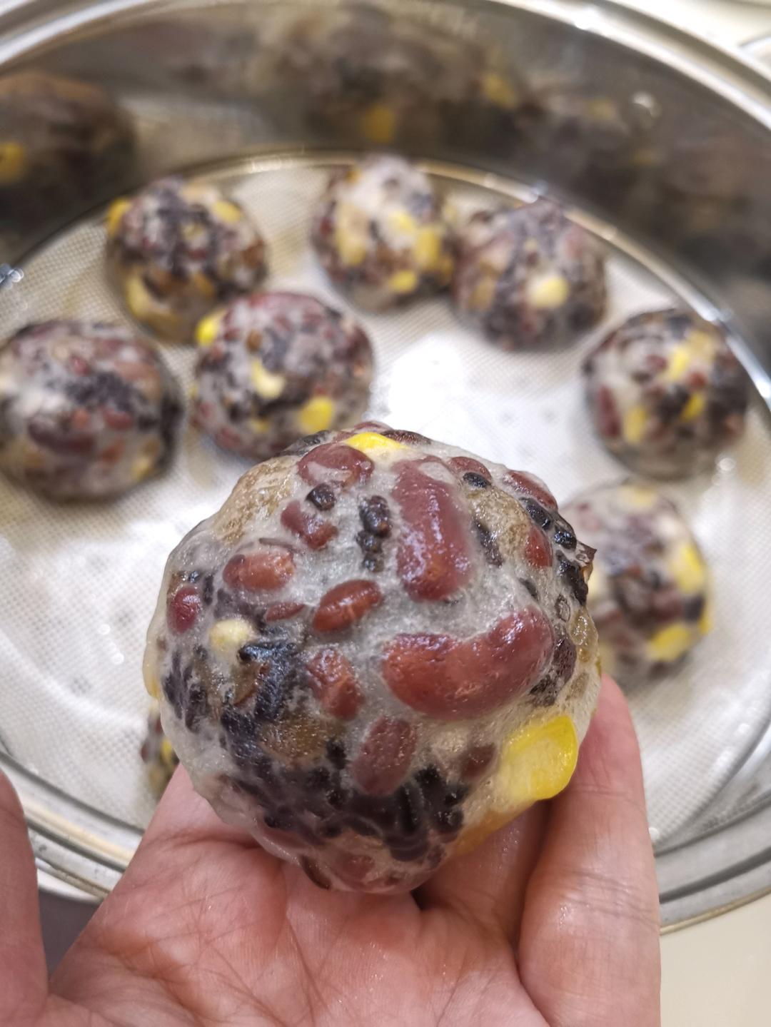 杂粮粘豆包｜低糖无油版