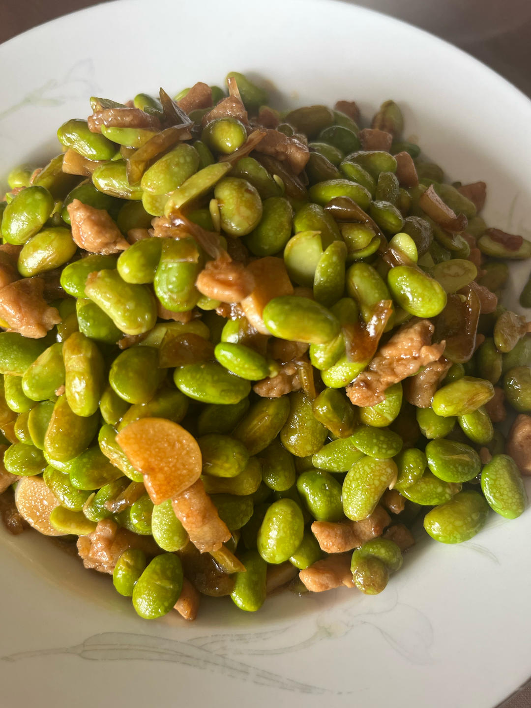 毛豆米炒肉沫