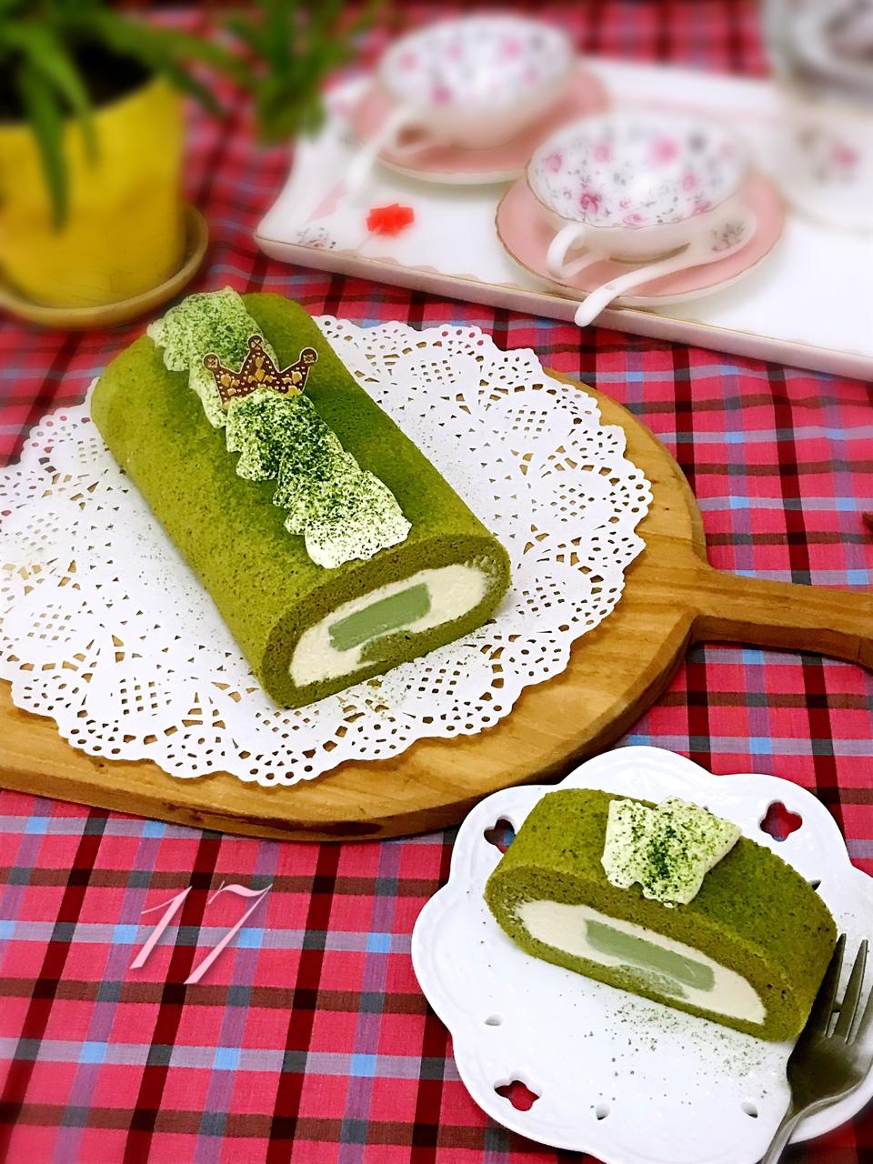 抹茶红豆蛋糕卷