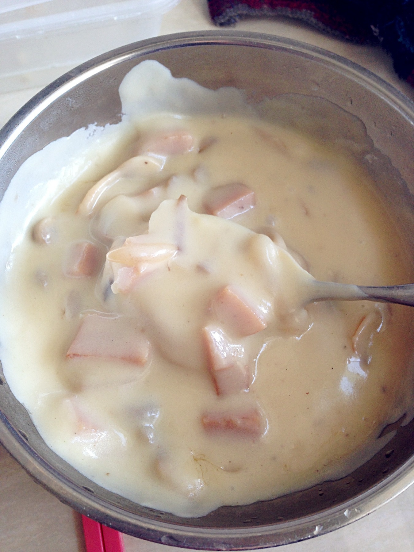 口蘑火腿奶油浓汤的做法