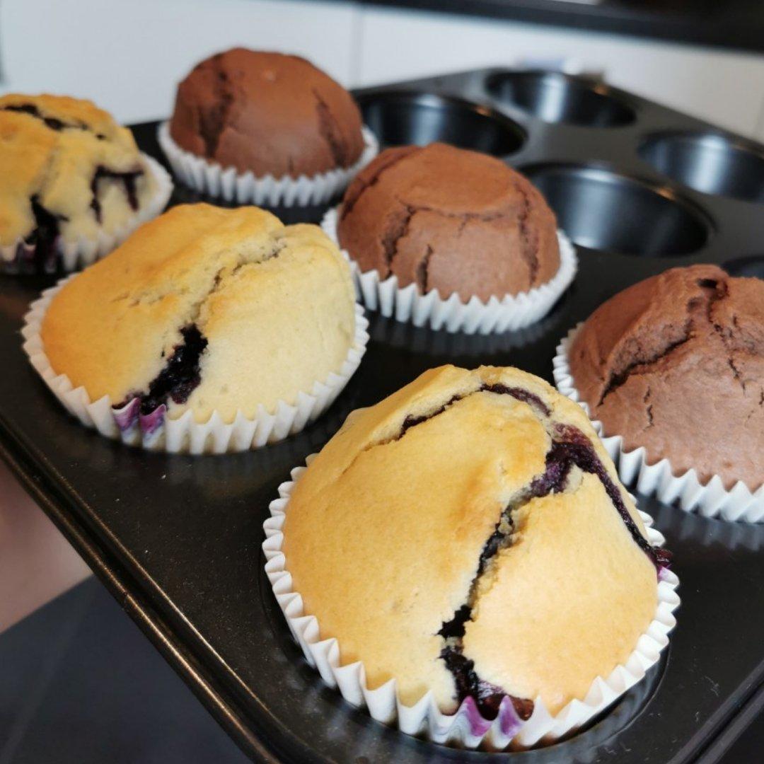 【爆浆蓝莓玛芬蛋糕】搅和几下就爆浆了～Blueberry Muffins～ | Q BAKE