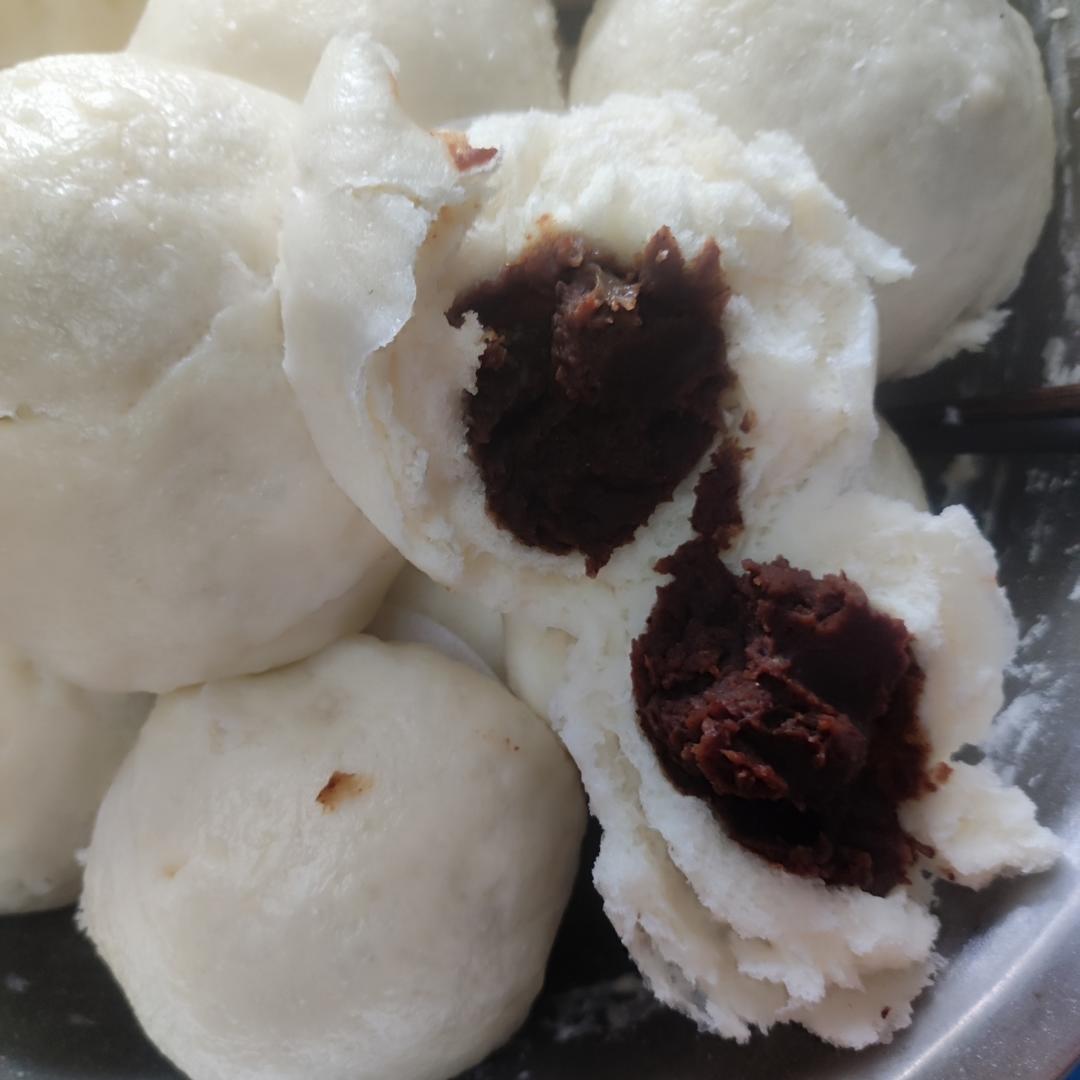 超好吃有豆豆的豆沙包，一次发酵（红豆包）