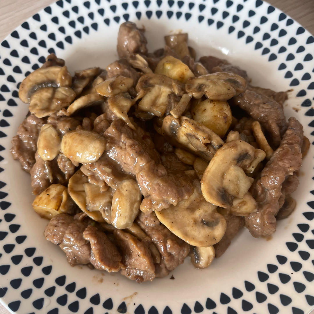 蒜香黑椒口蘑炒牛肉❗️真的是味觉天花板