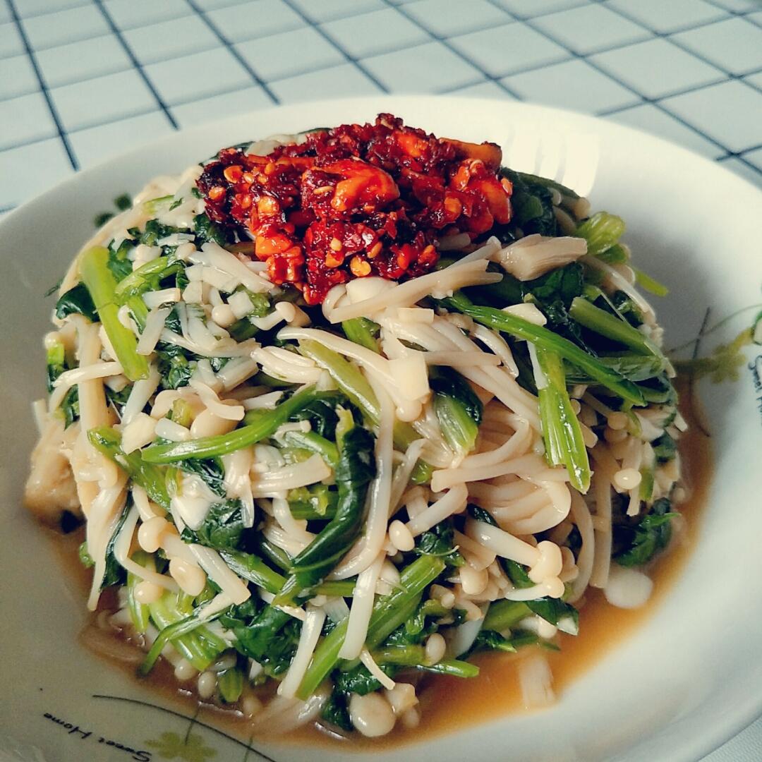 凉拌菠菜金针菇