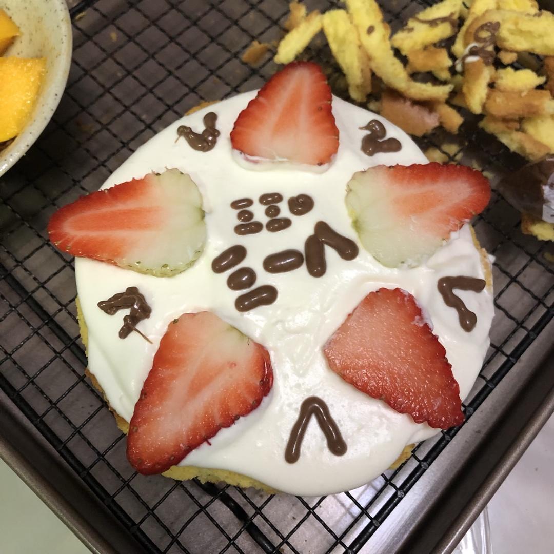 不会抹奶油也可以做的水果裸蛋糕～