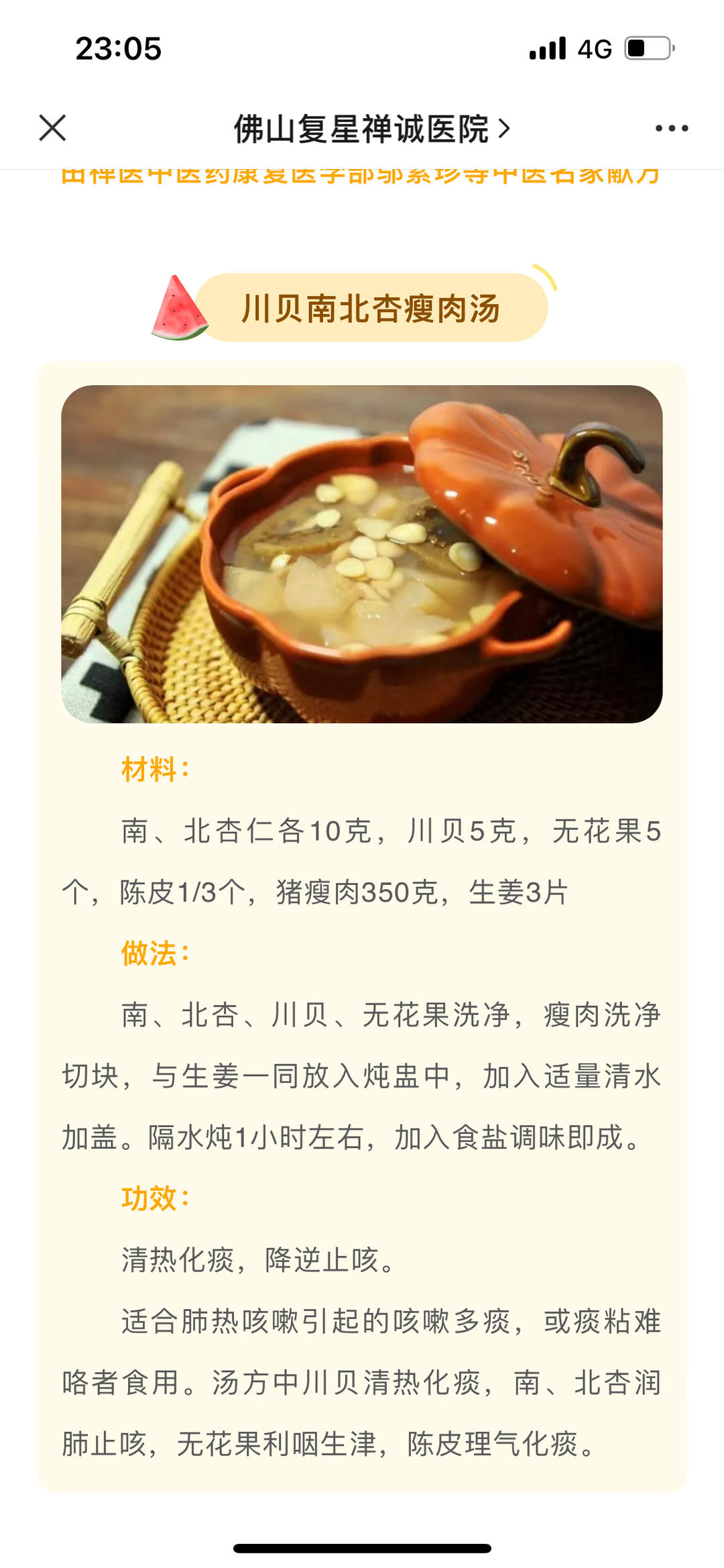 清热止咳南北杏川贝瘦肉汤