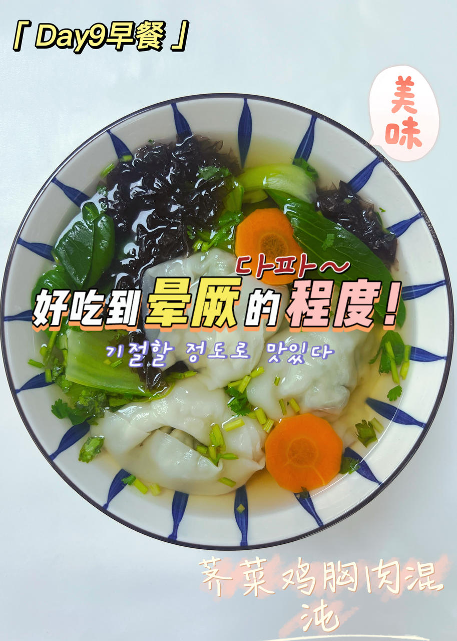 超低卡荠菜鸡肉大馄饨（减脂餐）