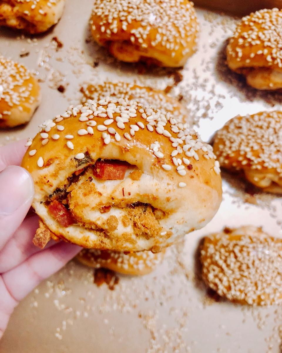 火腿辣松烤饼--松下NN-DS1200组合式蒸汽烘烤微波炉版