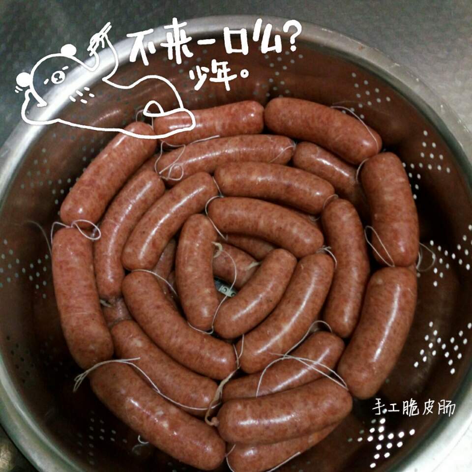 自制黑椒风味脆皮肠--多图详解手工灌肠