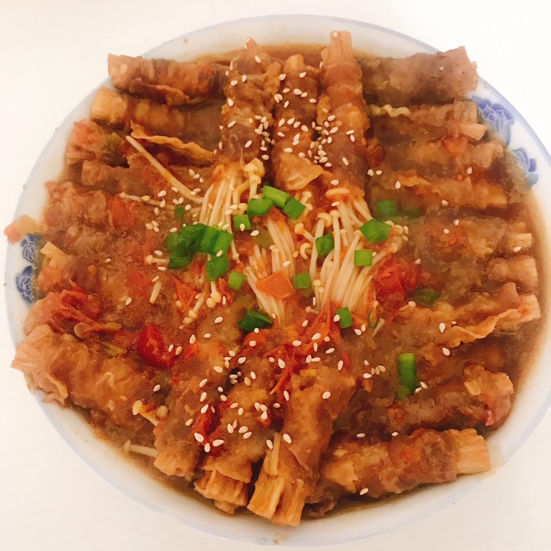 番茄肥牛金针菇卷