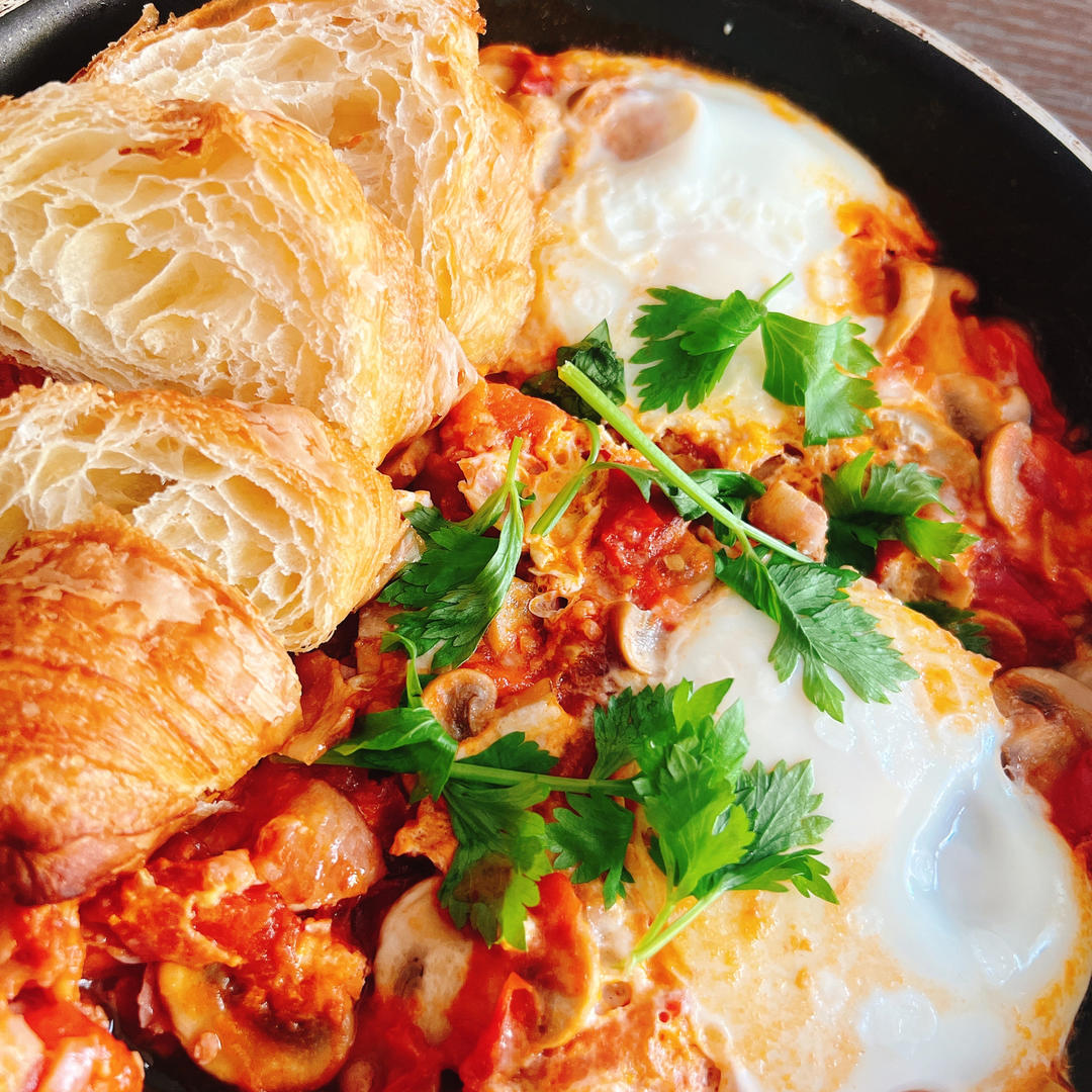 宅家brunch 北非蛋/摩洛哥焖蛋牛排 复刻杭州网红店brunch～