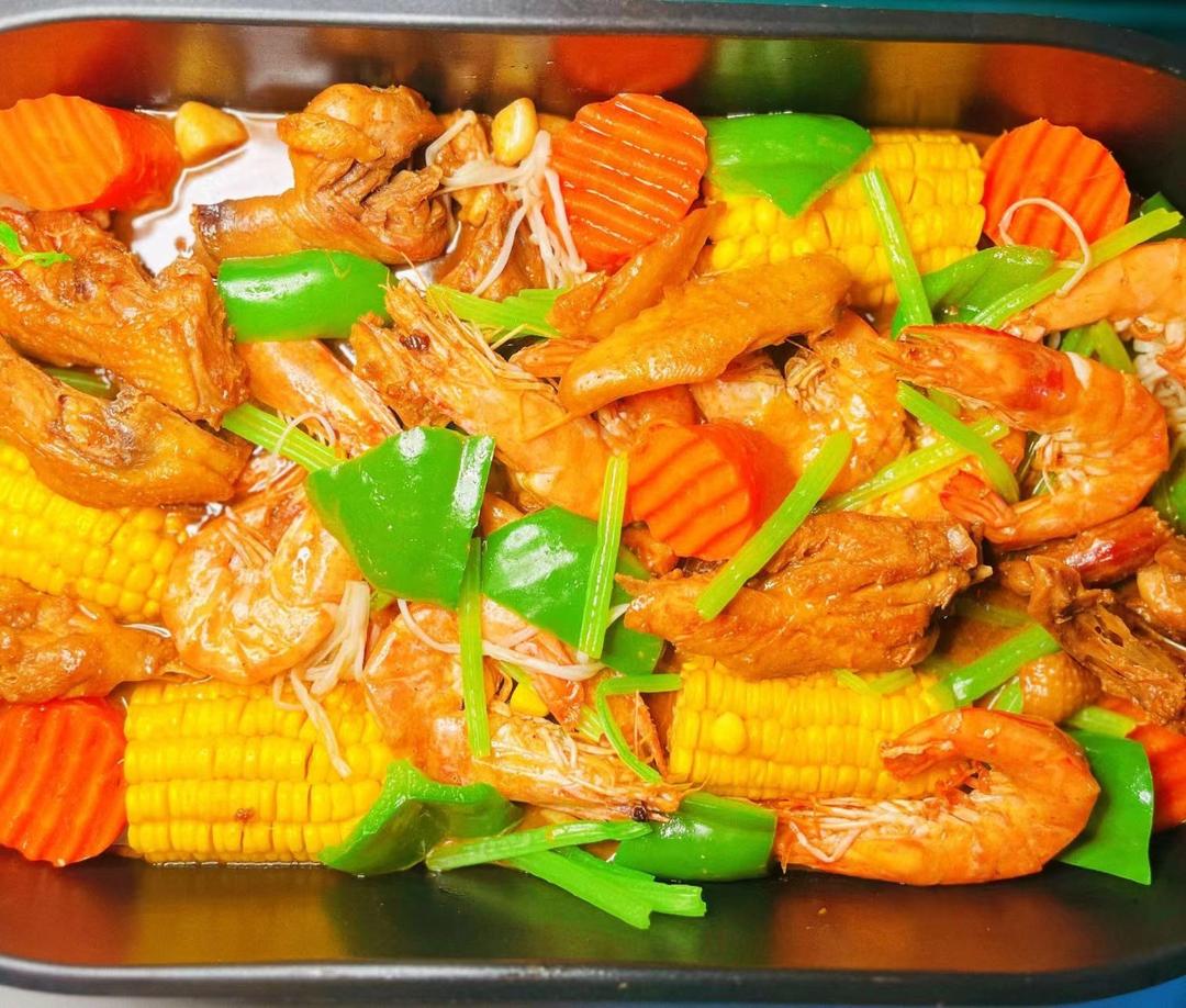 鲜香入味的鲜虾鸡翅玉米煲|美味一锅端