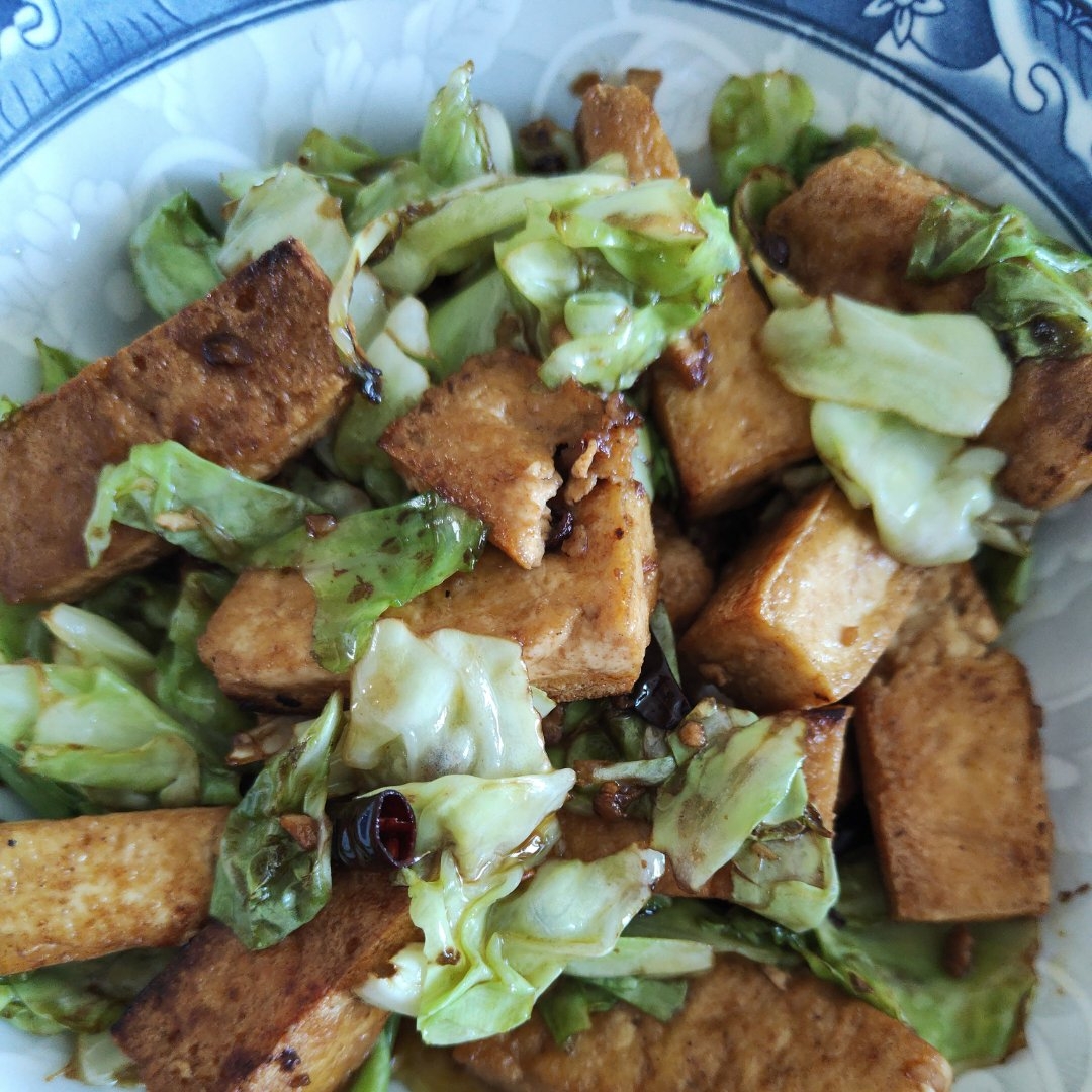 酱香浓郁❗️超级好吃的煎豆腐烧手撕包菜