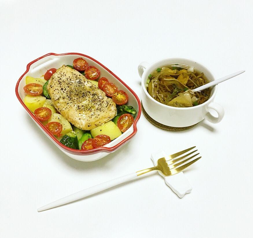 无油鸡胸肉烤时蔬