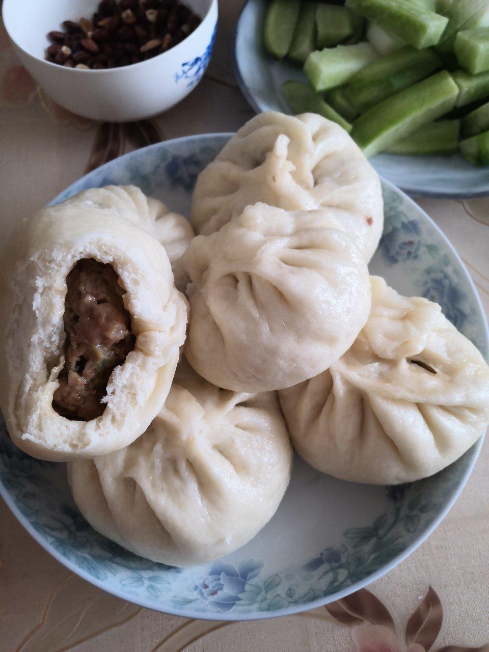 wlj0124做的白白胖胖的鲜肉大包子内附100成功的发面方法猪肉大葱馅的