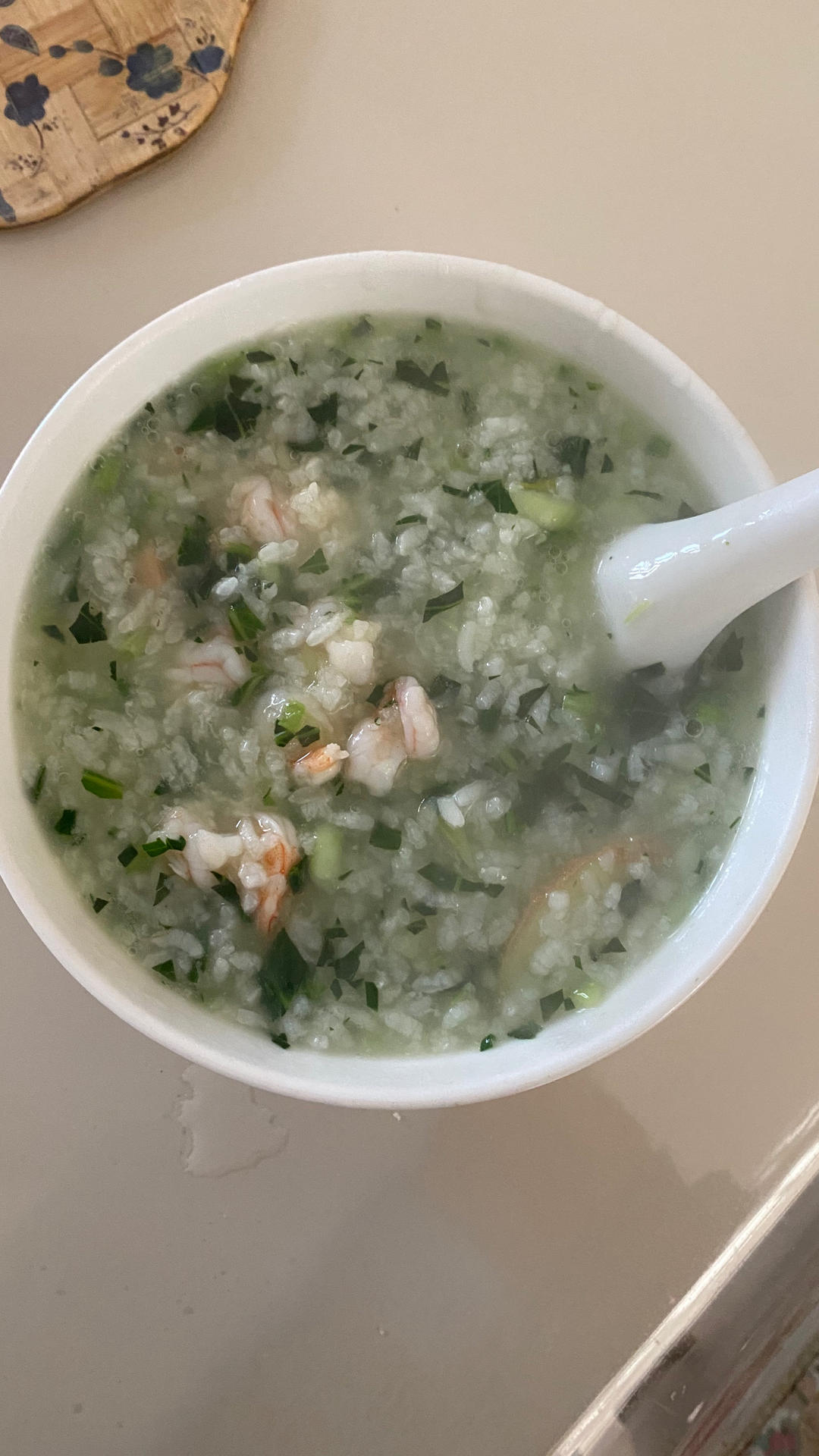暖心又养胃的青菜虾仁粥