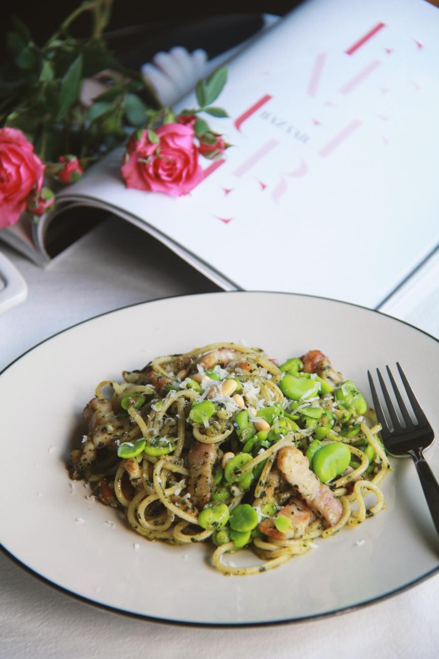 蚕豆培根青酱意面