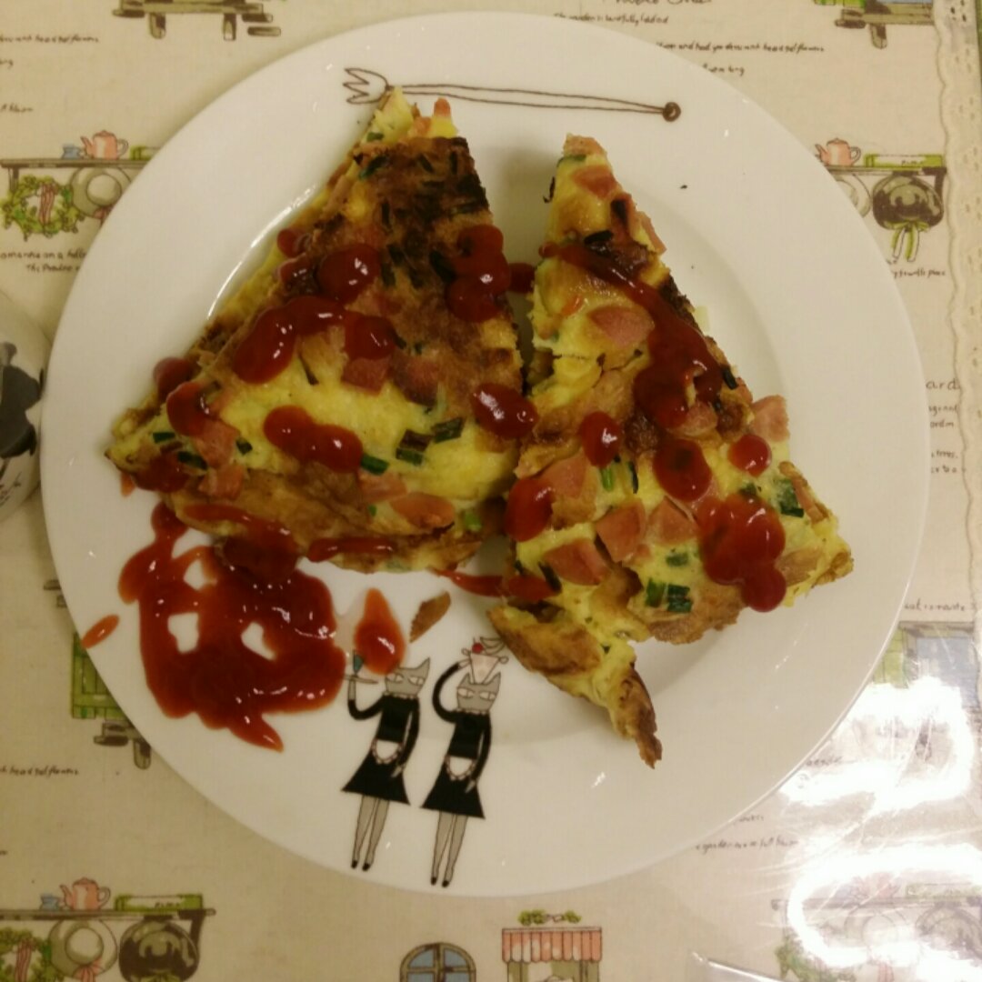 火腿肠葱花鸡蛋饼
