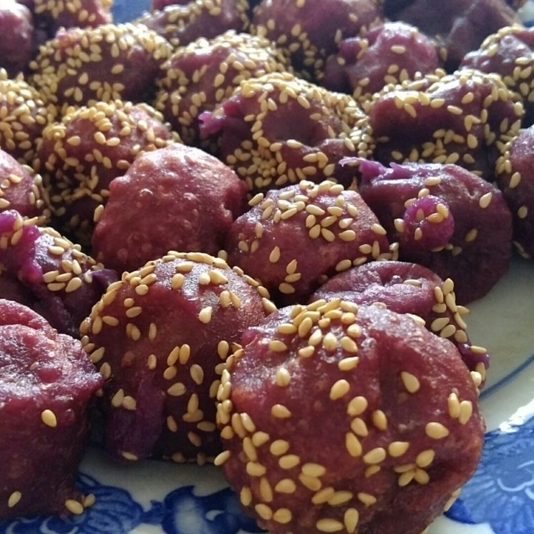 芝香紫薯小麻团