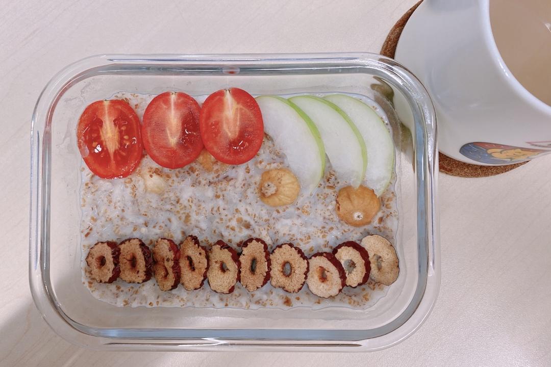 隔夜醪糟牛奶水果燕麦粥【轻卡甜品】