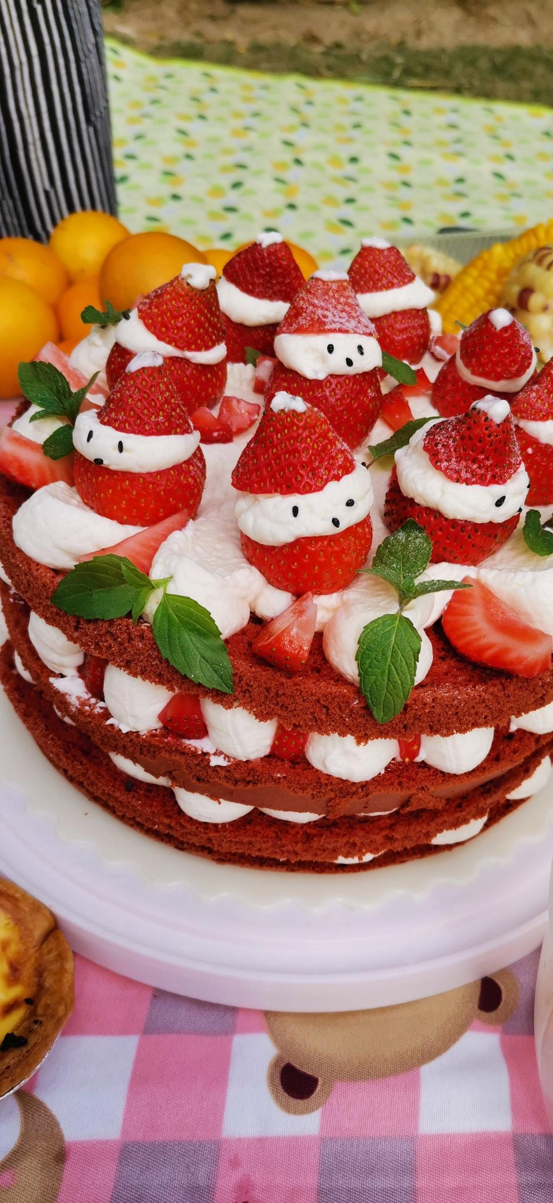 8寸三层红丝绒水果蛋糕【超详尽做法】【DIY生日蛋糕】