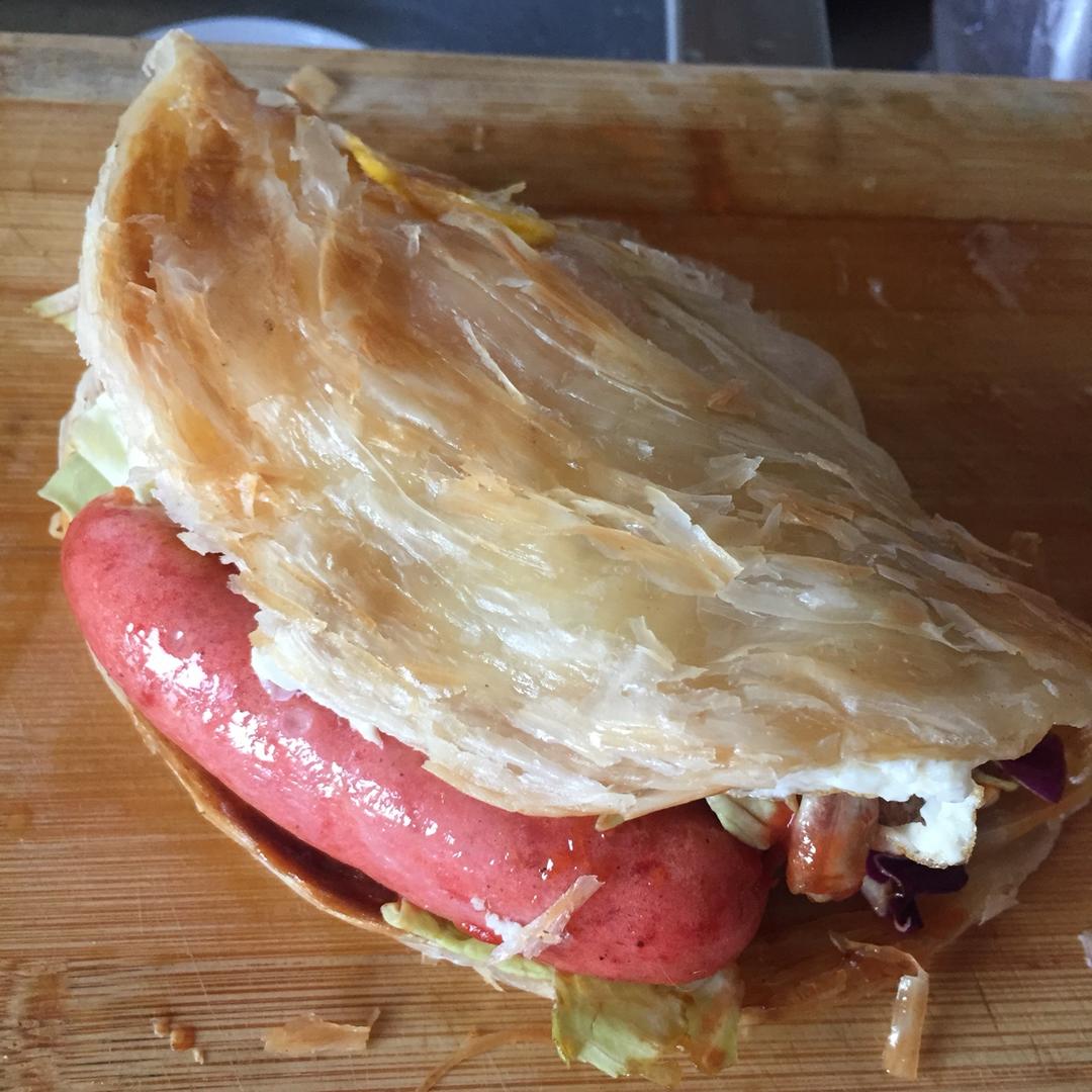 培根鸡蛋手抓饼
