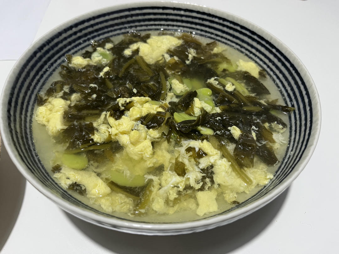 咸菜豆瓣蛋汤（蚕豆瓣）