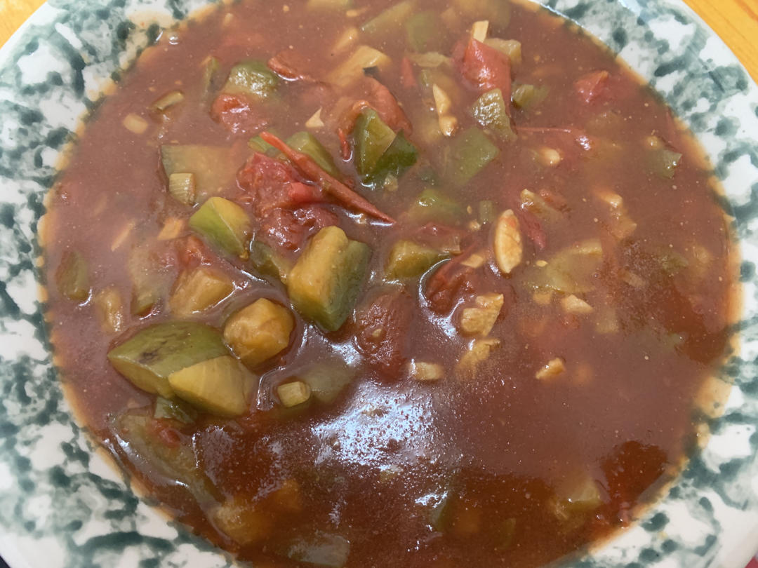 西红柿茄子肉丁打卤面