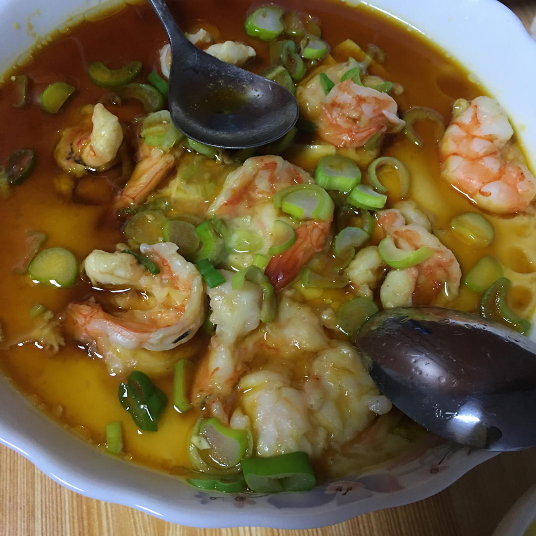 虾仁豆腐蒸水蛋
