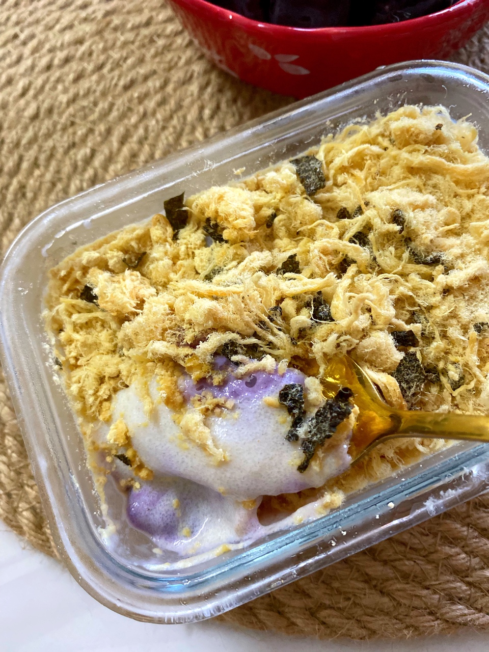 低卡紫薯肉松麻薯盒子（减脂也可以吃的甜品）的做法
