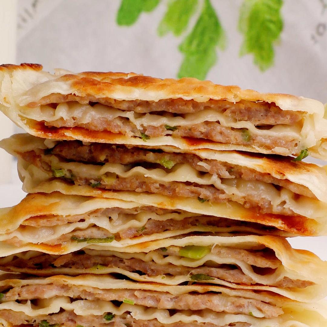 饺子皮千层肉饼