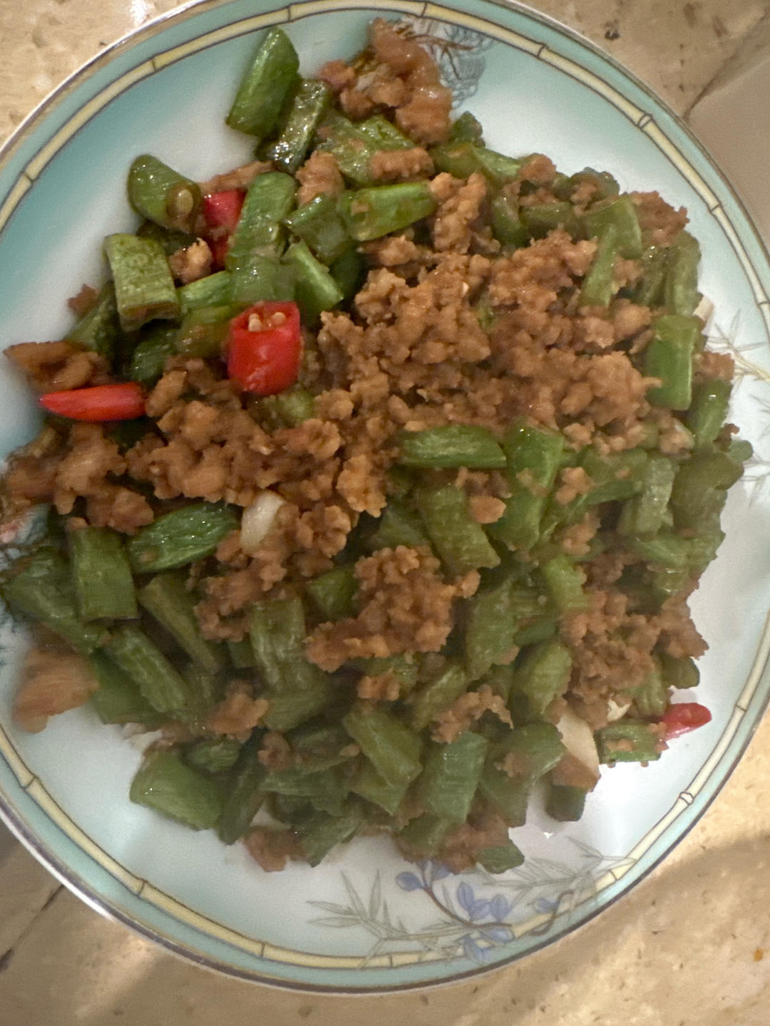 超简单的家常下饭菜猪肉末辣炒豆角