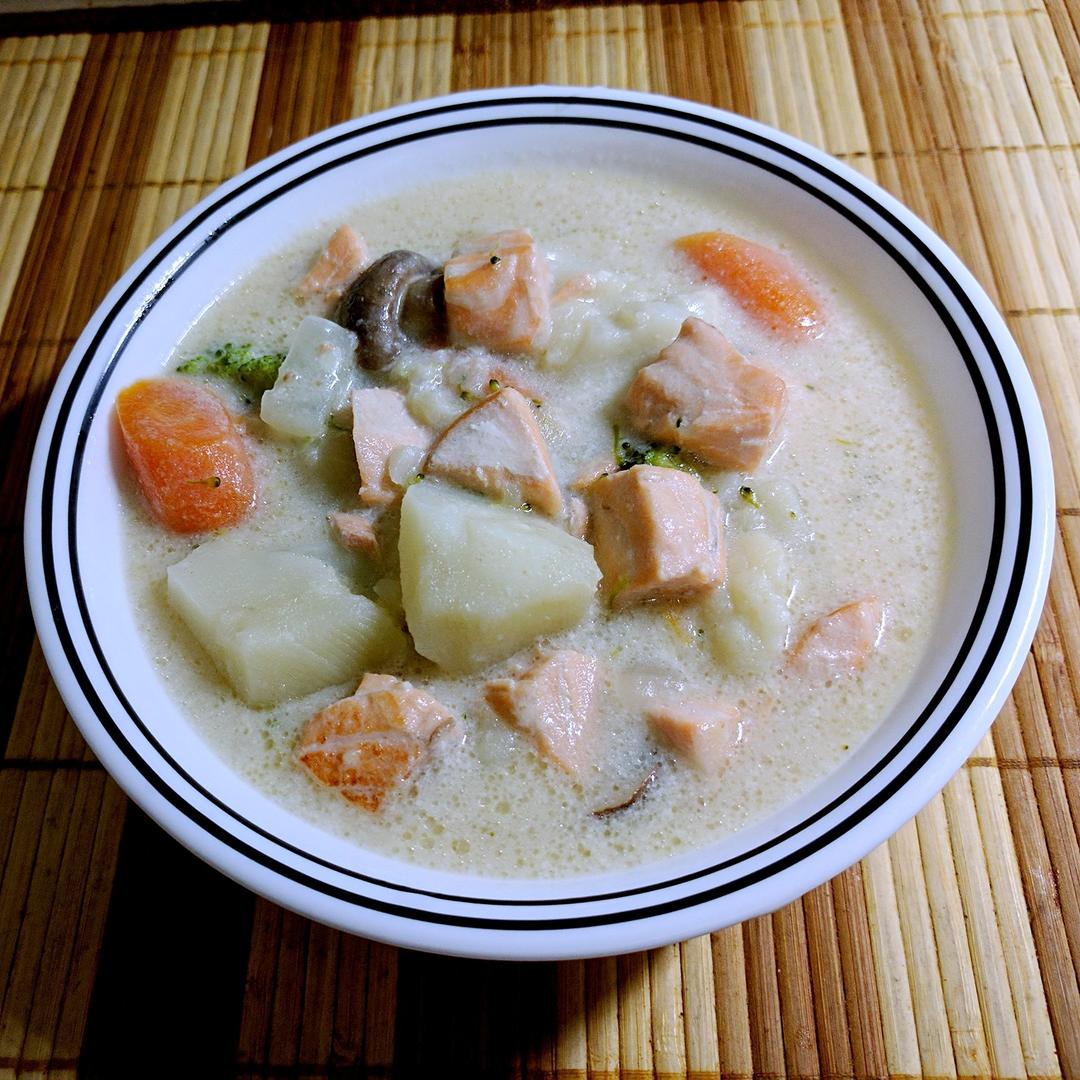 三文鱼奶油炖菜+芝士焗饭【曼食慢语】