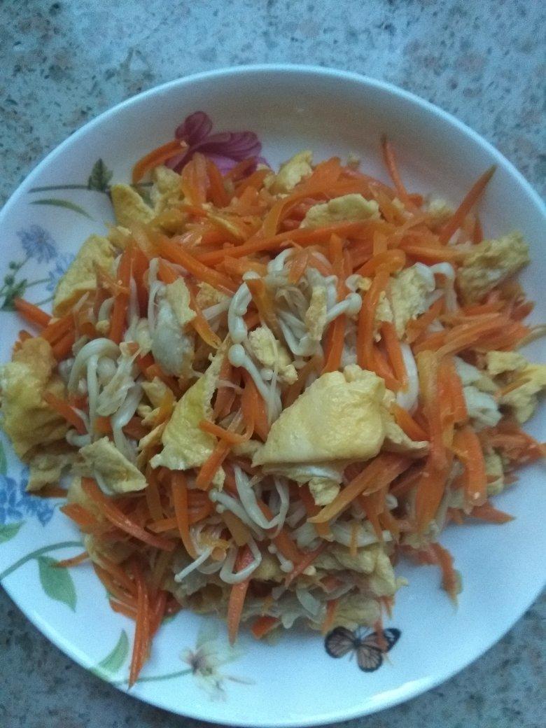 蚝油金针菇胡萝卜丝