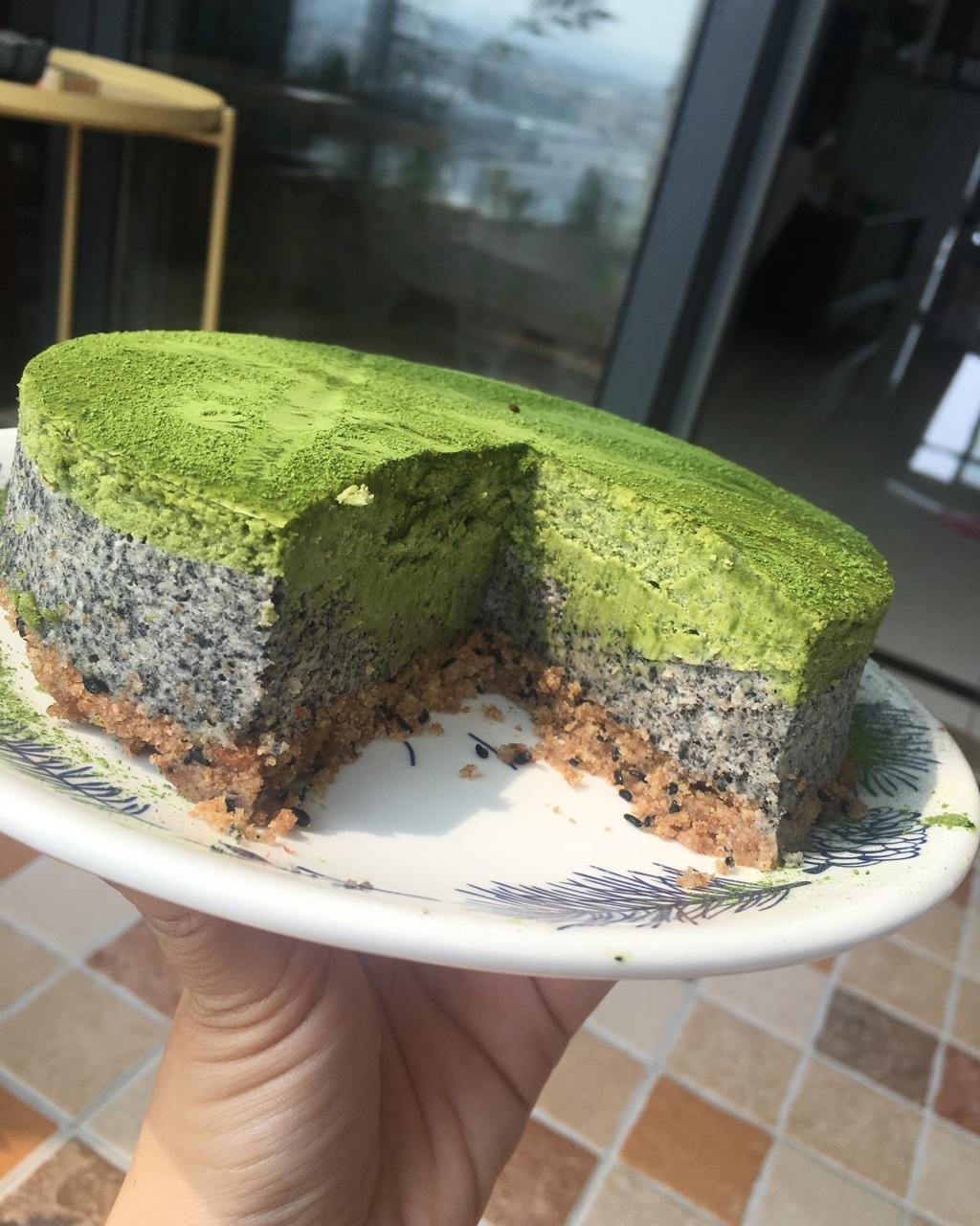 和风抹茶黑芝麻乳酪蛋糕