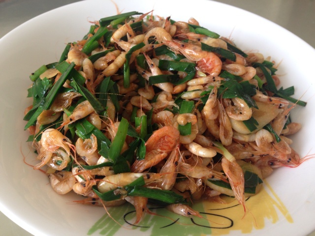 小河虾炒韭菜