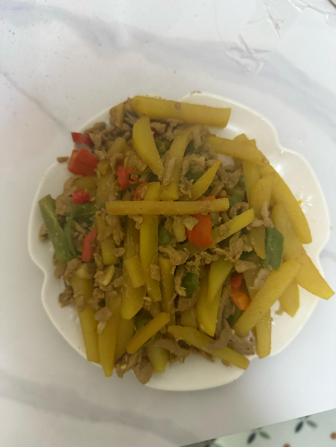 青椒土豆炒肉丝