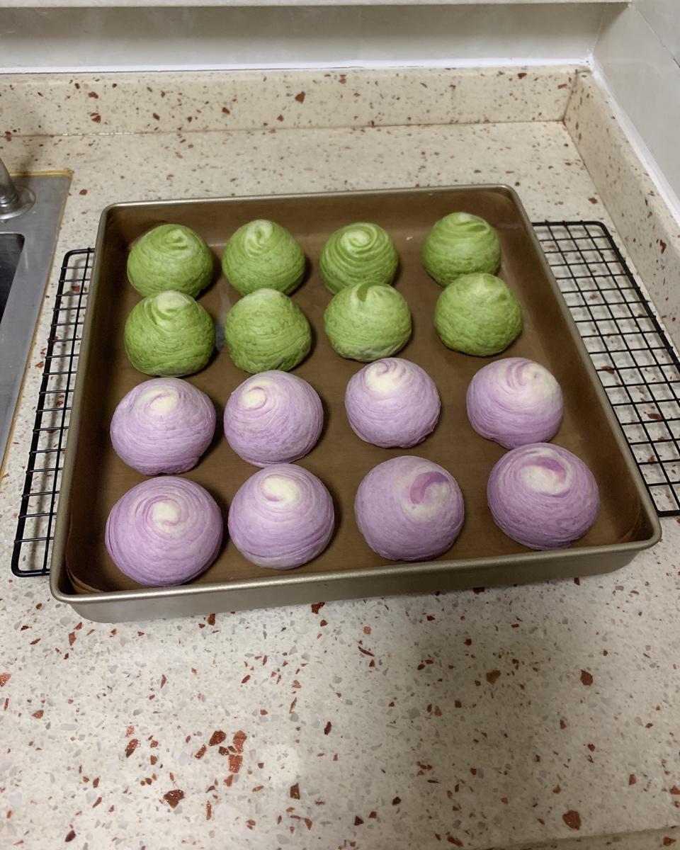 蛋黄酥~紫薯、抹茶、原味~花好月圆，中秋快乐~内附一次做六色蛋黄酥方法~